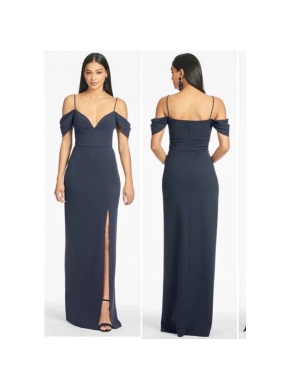 Sachin & Babi Size 0 Navy Blue Brittany Cocktail Bridesmaid Maxi Gown Dress